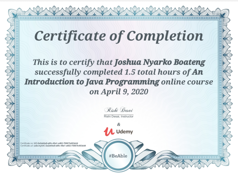 My Java Certification on Udemy